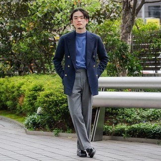 Какие лоферы носить с синей водолазкой мужчине