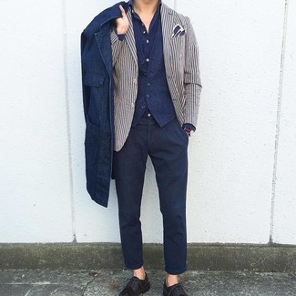 Какие броги носить с синим жилетом