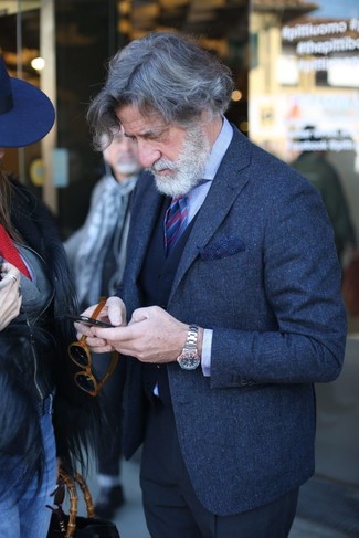 С чем носить синее шерстяное пальто мужчине