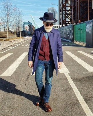 С чем носить синюю шерстяную шляпу мужчине