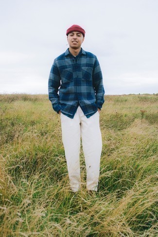 С чем носить синюю шерстяную куртку мужчине