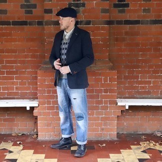 С чем носить синюю шерстяную куртку мужчине