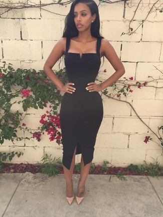 Как носить облегающее платье с туфлями