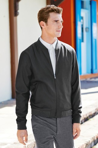 С чем носить бомбер мужчине в деловом стиле
