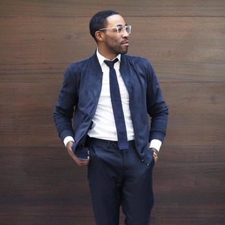 С чем носить бомбер мужчине в деловом стиле