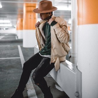 Как носить бомбер с футболкой с длинным рукавом мужчине