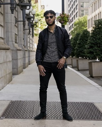 Как носить бомбер с футболкой-поло мужчине