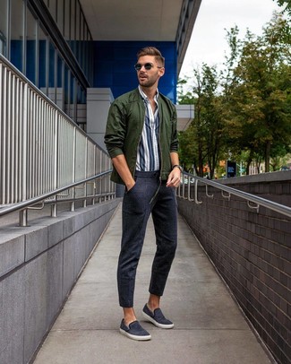 Как носить бомбер с слипонами мужчине