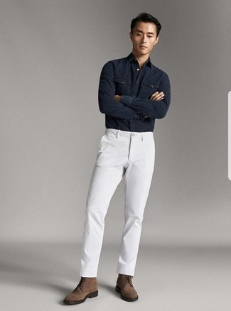 Как носить ботинки броги с рубашкой с длинным рукавом