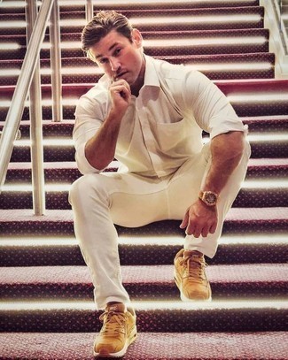 С чем носить коричневые кроссовки мужчине