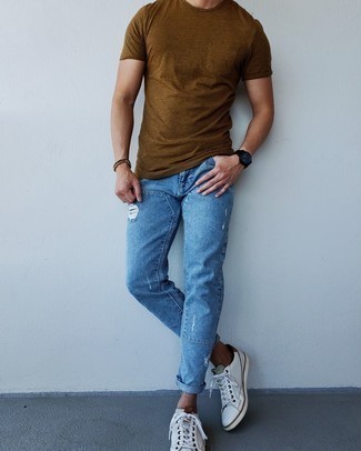 С чем носить коричневый браслет из бисера мужчине