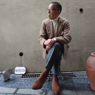 Какие ботинки челси носить с коричневым пиджаком мужчине