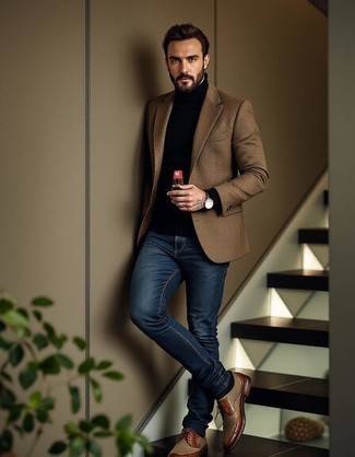 С чем носить коричневый пиджак мужчине