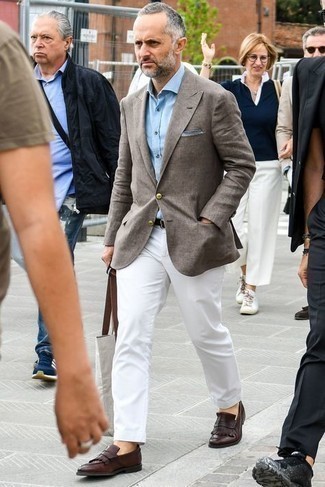 Какие лоферы носить с коричневым пиджаком мужчине