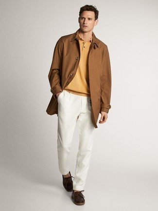 Какие дождевики носить с коричневыми топсайдерами