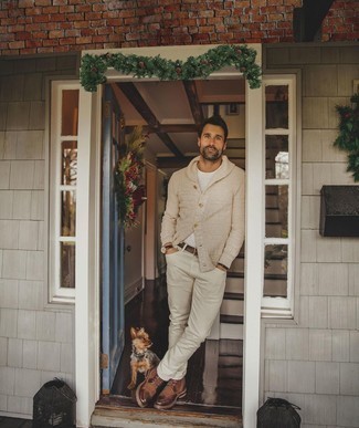 Какие кардиганы носить с коричневыми ботинками броги