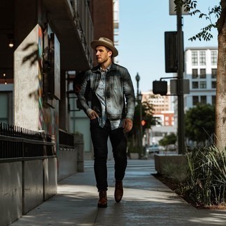 Какие джинсы носить с коричневыми ботинками броги