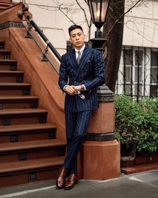 Какие костюмы носить с коричневыми ботинками броги