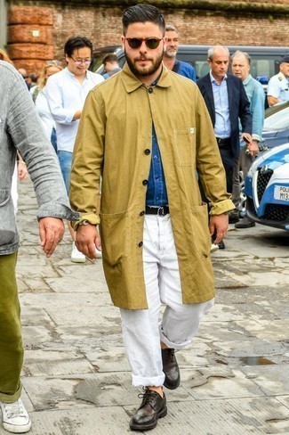 Какие джинсовые рубашки носить с коричневыми брогами