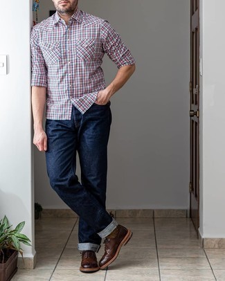 Какие джинсы носить с коричневыми брогами