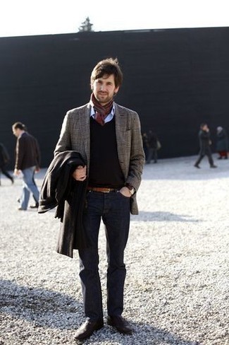 Какие длинные пальто носить с коричневыми брогами