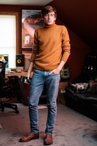 Какие водолазки носить с коричневыми брогами