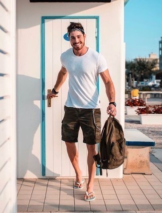 С чем носить коричневый рюкзак из плотной ткани мужчине