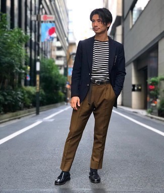 С чем носить коричневый ремень из плотной ткани мужчине