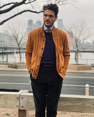 С чем носить коричневый ремень из плотной ткани мужчине