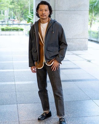 Какие лоферы носить с коричневым кардиганом мужчине