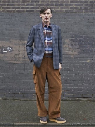 Какие пиджаки носить с коричневыми брюками карго