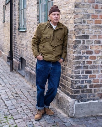 Какие ветровки носить с коричневыми повседневными ботинками мужчине