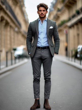 Какие пиджаки носить с коричневыми ботинками челси мужчине