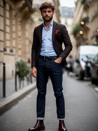 Какие пиджаки носить с коричневыми ботинками челси мужчине