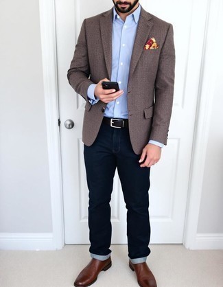 Какие пиджаки носить с коричневыми ботинками челси мужчине