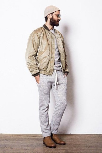 Какие бомберы носить с коричневыми ботинками челси мужчине