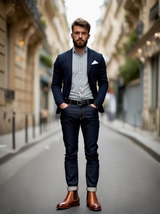 Какие джинсы носить с коричневыми ботинками челси мужчине