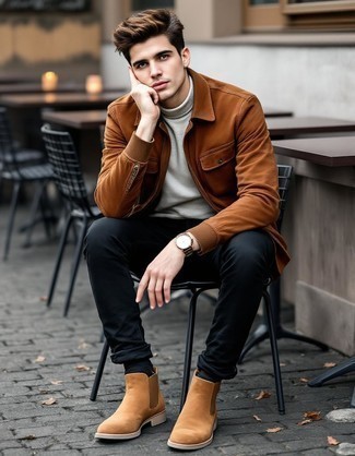Какие джинсы носить с коричневыми ботинками челси мужчине