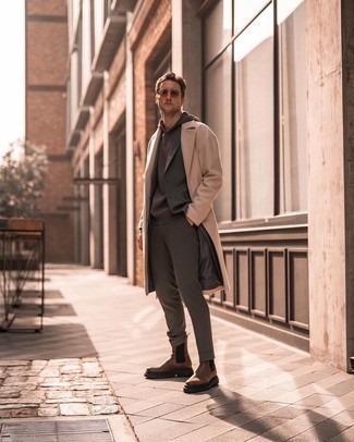 Какие костюмы носить с коричневыми ботинками челси