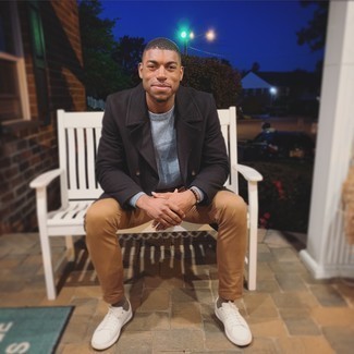 Какое полупальто носить с коричневыми брюками чинос