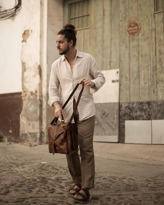 Какие сандалии носить с коричневыми брюками чинос