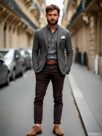 Какие пиджаки носить с коричневыми туфлями дерби