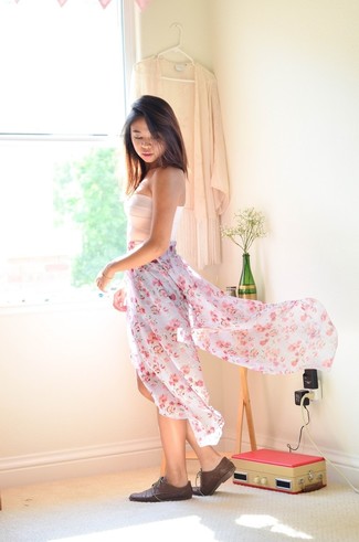 С чем носить коричневые туфли дерби женщине