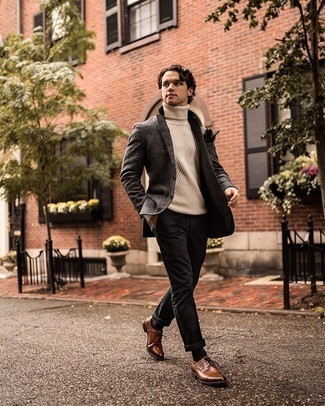 Какие водолазки носить с коричневыми туфлями дерби