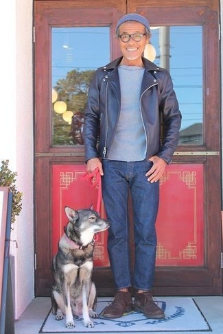 Какие косухи носить с коричневыми ботинками дезертами