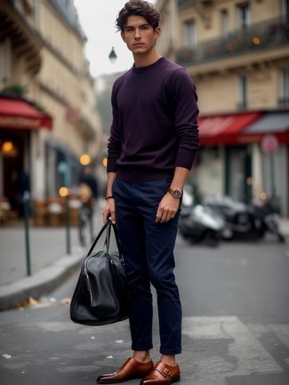 С чем носить коричневые монки с двумя ремешками