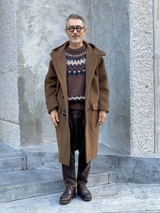 С чем носить коричневый дафлкот мужчине