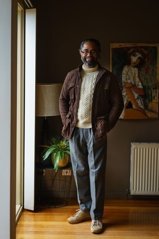 С чем носить коричневую полевую куртку