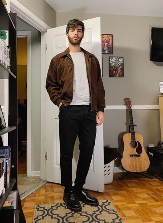 Какие туфли дерби носить с коричневой курткой харрингтон