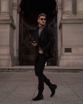 С чем носить коричневую вязаную водолазку мужчине